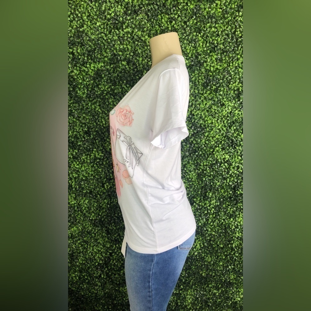 One size fashion‎ graphic white Tee shirt nwt - Picture 8 of 9